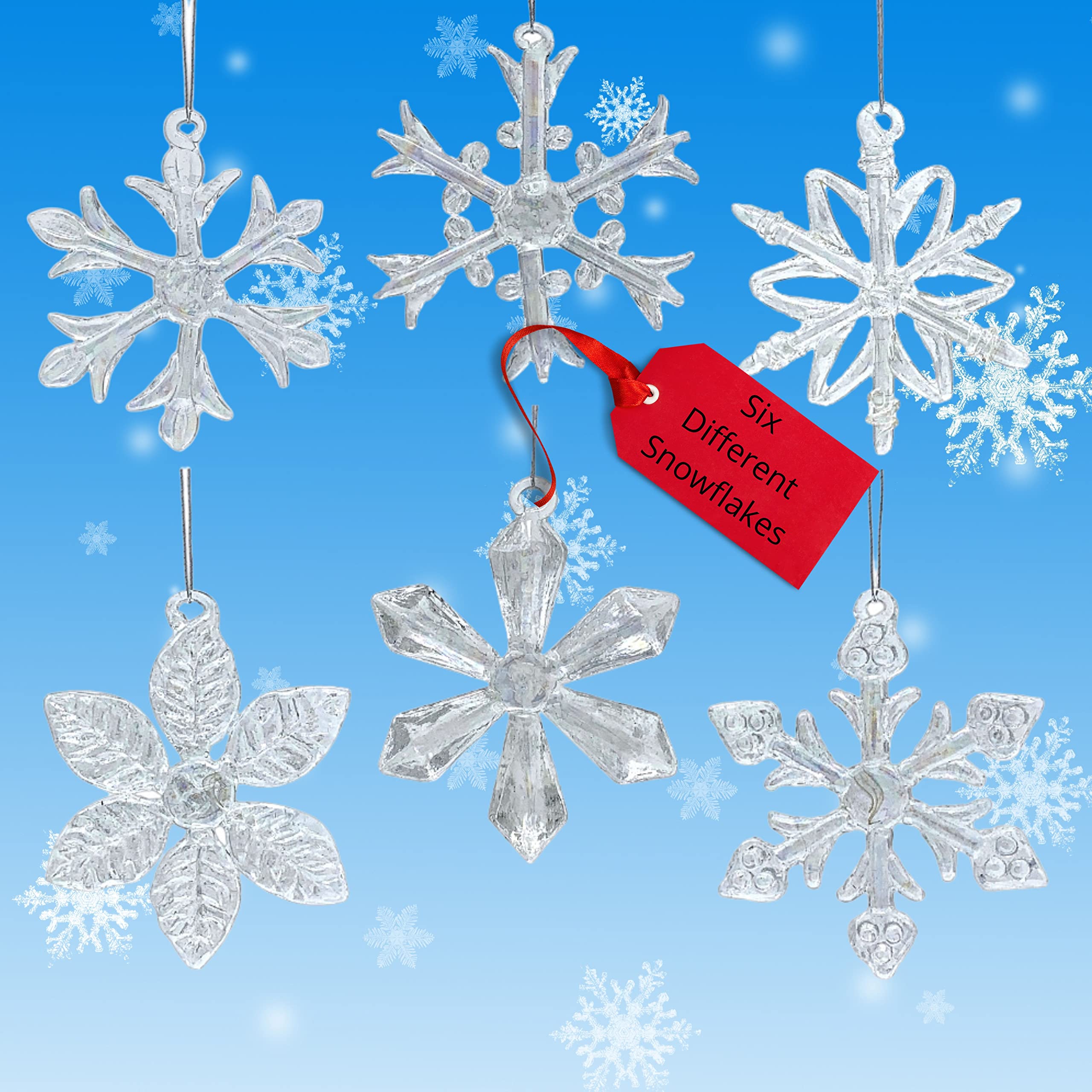 Amazon.co.jp: 雪の結晶クリスマスオーナメント 6個セット 玉虫色の